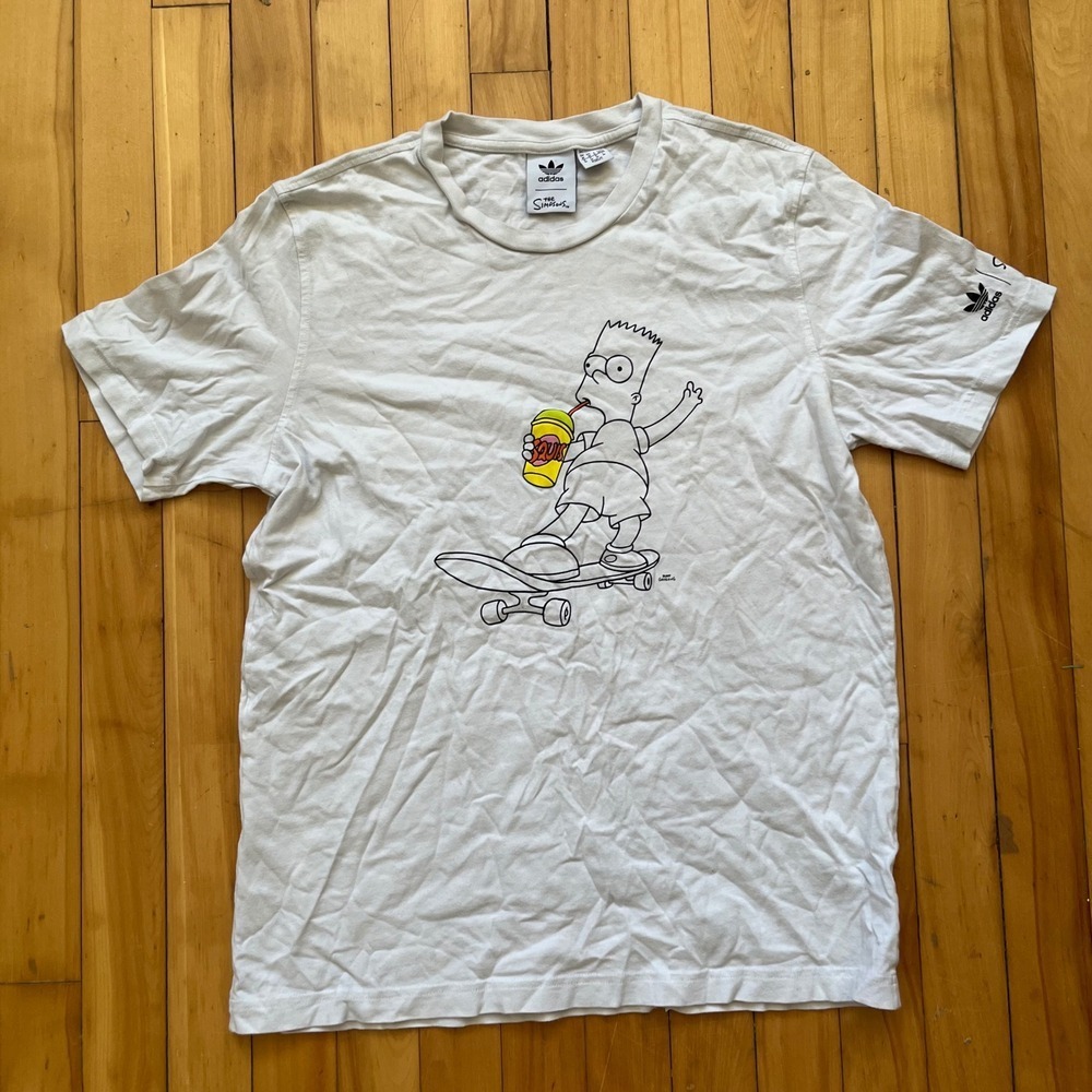Adidas The Simpsons Bart Simpson Skateboard Graphic T Shirt White Medium